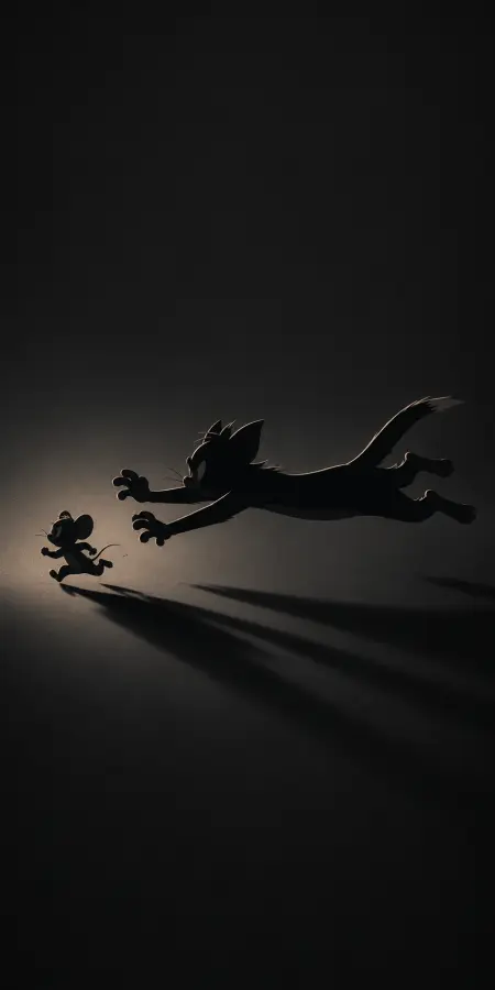 Moody Graphic Shadow Of Tom Chasing Jerry 4K wallpaper for desktop and mobile - Pixbee