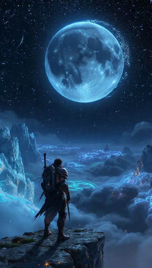 Moonlit Realm Wanderer 4K wallpaper for desktop and mobile - Pixbee