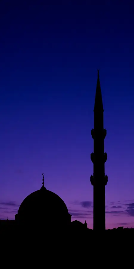 Mosque Dome And Minaret Dusk Silhouette — islamic wallpaper phone wallpaper