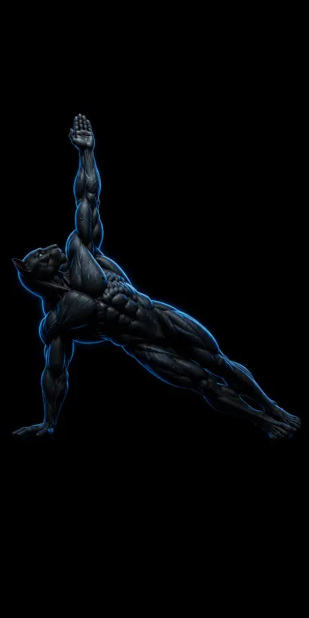 Muscular Black Panther Man In Side Plank 4K wallpaper for desktop and mobile - Pixbee