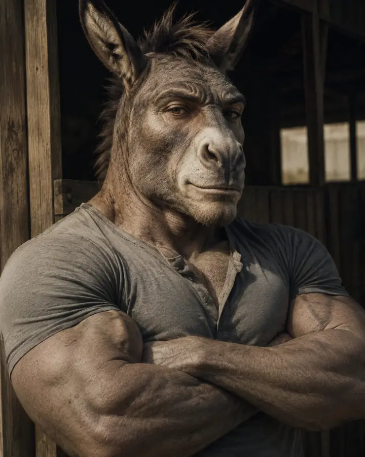 Muscular Donkey Gigachad Standing With Folded Arms — stock images phone wallpaper