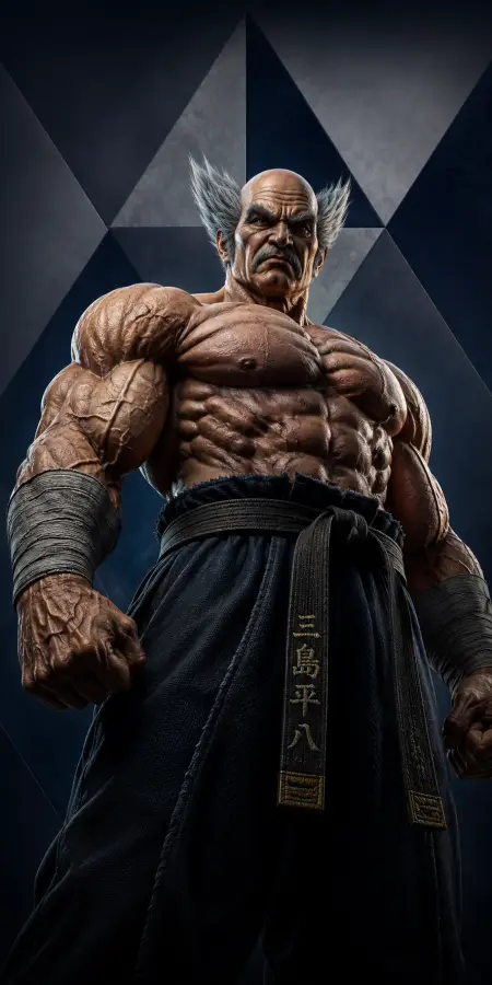 Muscular Heihachi Mishima Low Angle Portrait — ue5 phone wallpaper