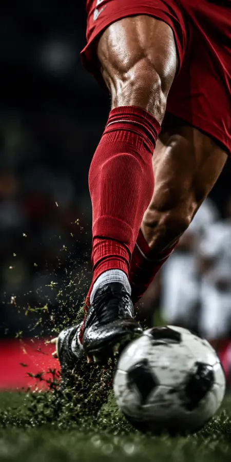 Muscular Soccer Leg Kick Football Close Up — football phone wallpaper