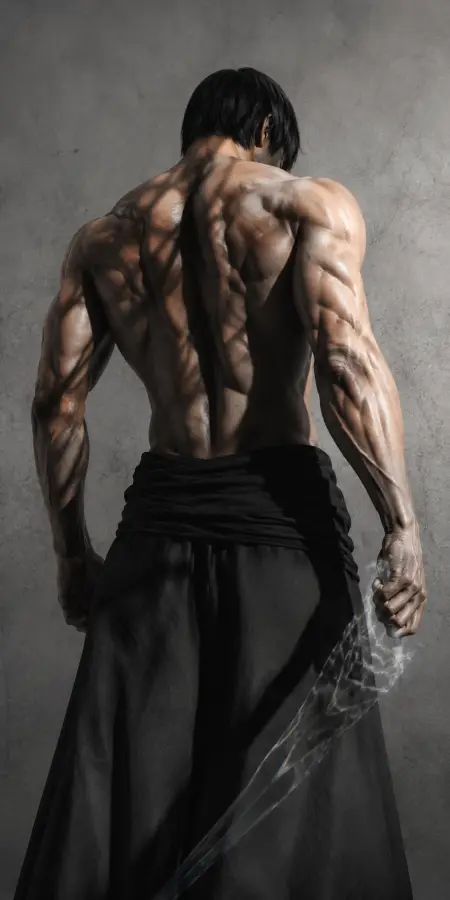 Muscular Toji Fushiguro Back View Portrait — ue5 phone wallpaper