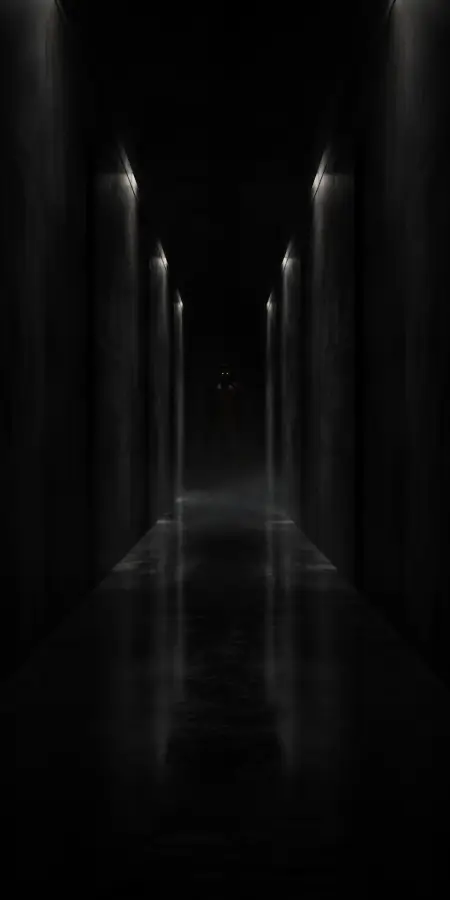 Mysterious Dark Figure In Deep Empty Corridor 4K wallpaper for desktop and mobile - Pixbee