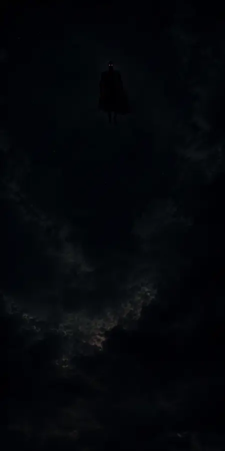 Mysterious Dark Villain Silhouette Floating In Night Sky 4K wallpaper for desktop and mobile - Pixbee