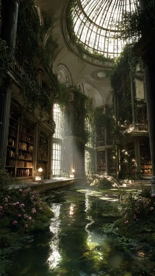 Nature's Forgotten Eternal Library 4K wallpaper for desktop and mobile - Pixbee