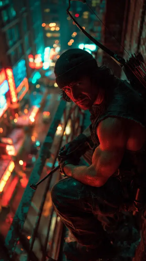 Neon Edge Hunter 4K wallpaper for desktop and mobile - Pixbee