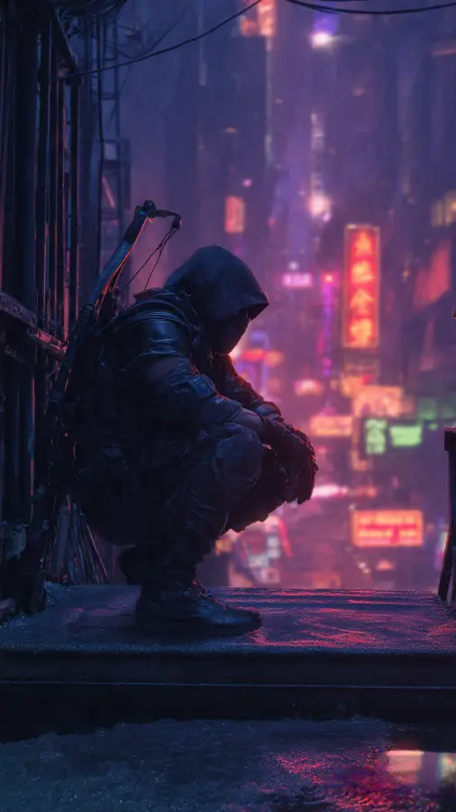 Neon Night Archer 4K wallpaper for desktop and mobile - Pixbee