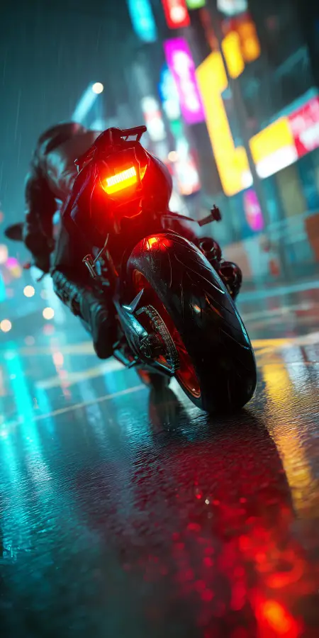 Neon Night Rider 4K wallpaper for desktop and mobile - Pixbee