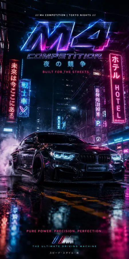 Neon Streets Midnight M4 Power 4K wallpaper for desktop and mobile - Pixbee