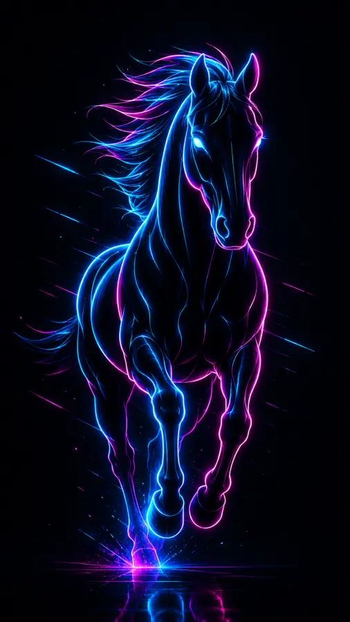 Neon Thunder — Running Beyond Reality ⚡🐎 4K wallpaper for desktop and mobile - Pixbee