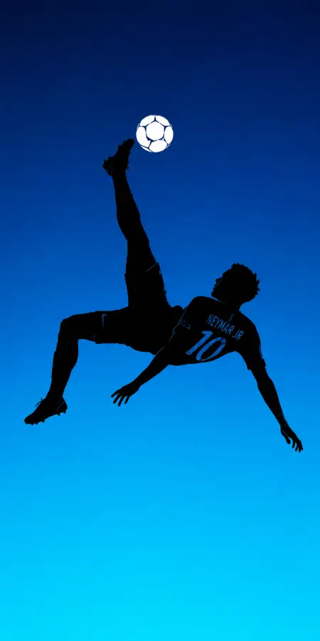 Neymar Jr Bicycle Kick Blue Silhouette — football phone wallpaper