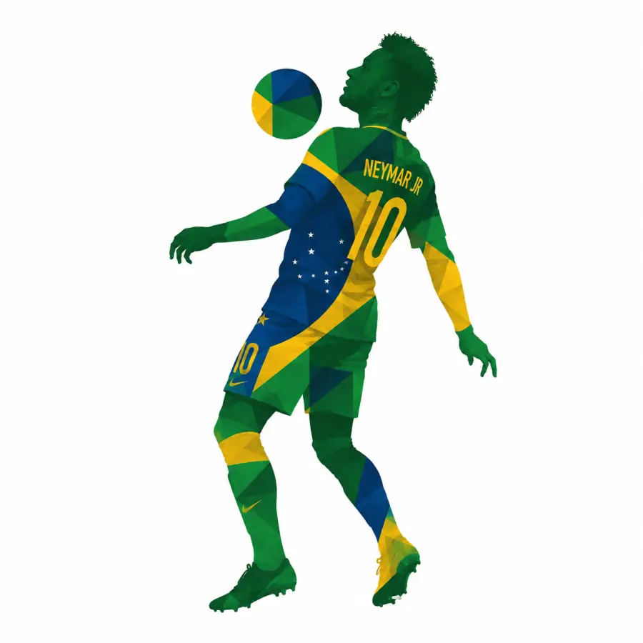 Neymar Jr Brazil Flag Geometric Silhouette — football desktop wallpaper