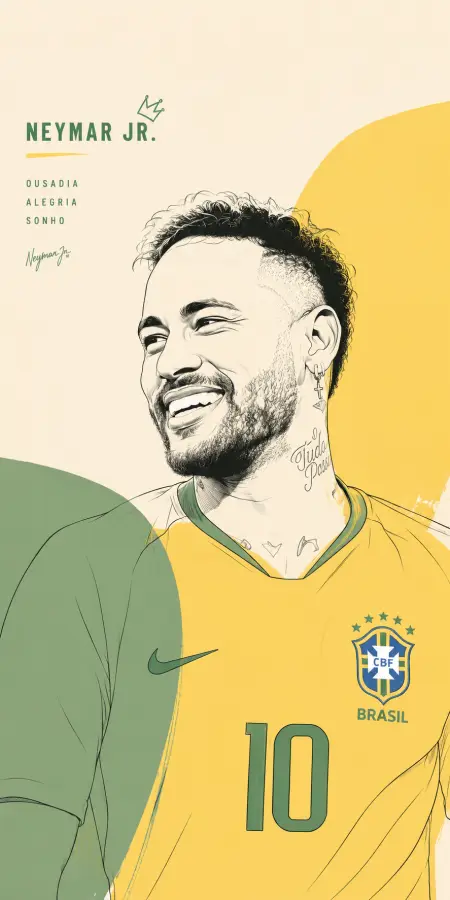 Neymar Jr Brazil Sketch Portrait Art — football phone wallpaper