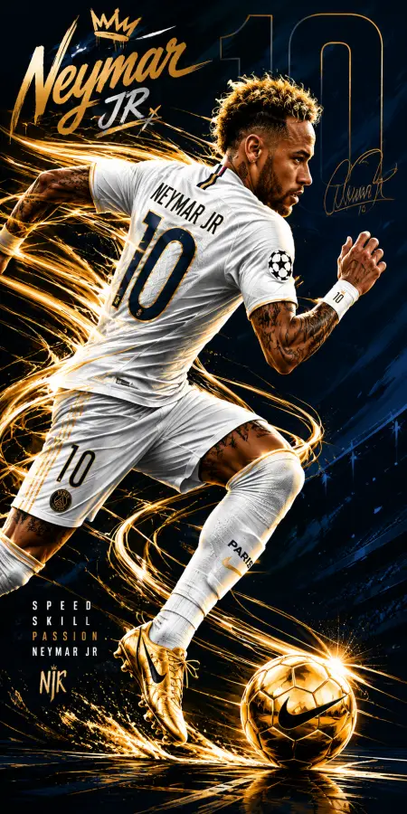 Neymar Jr Psg Golden Speed Graphic — football phone wallpaper