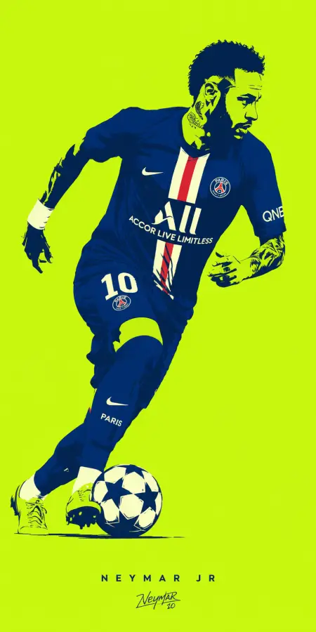Neymar Jr Psg Neon Dribble Art — football phone wallpaper