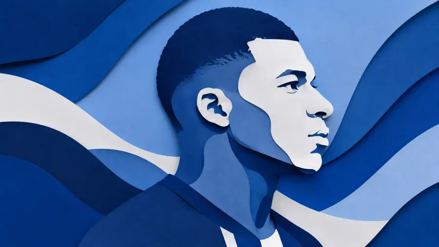 Paper Cut Layered Portrait of Kylian Mbappe 4K wallpaper for desktop and mobile - Pixbee
