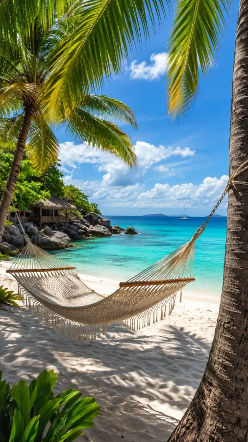 “Paradise is just a hammock away.” 4K wallpaper for desktop and mobile - Pixbee