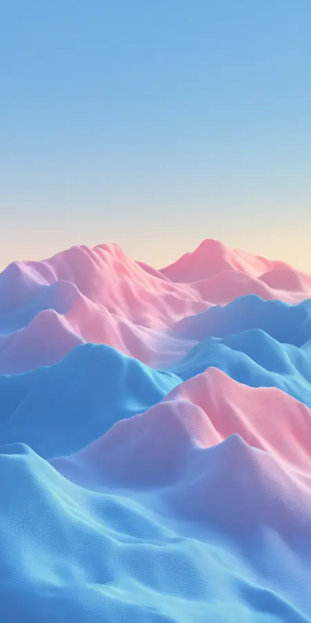 Pastel Dreamscape Mountain Waves 4K wallpaper for desktop and mobile - Pixbee