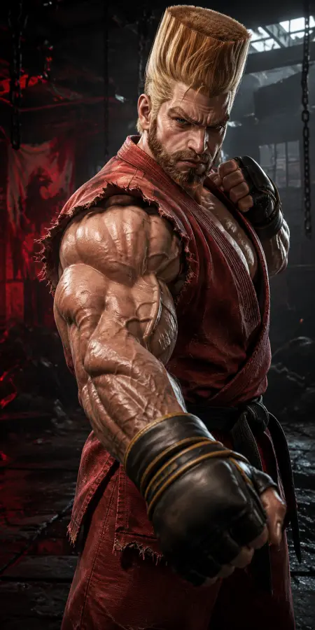 Paul Phoenix Close Up Muscle Definition Red Gi 4K wallpaper for desktop and mobile - Pixbee