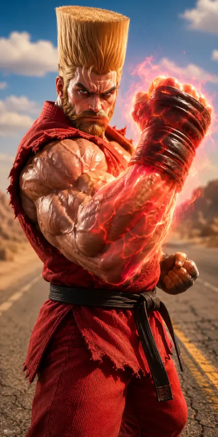 Paul Phoenix Flaming Fist Strike Desert Highway 4K wallpaper for desktop and mobile - Pixbee