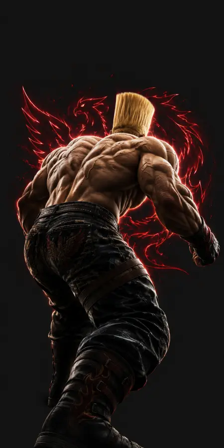 Paul Phoenix Muscular Back Glowing Red Aura 4K wallpaper for desktop and mobile - Pixbee