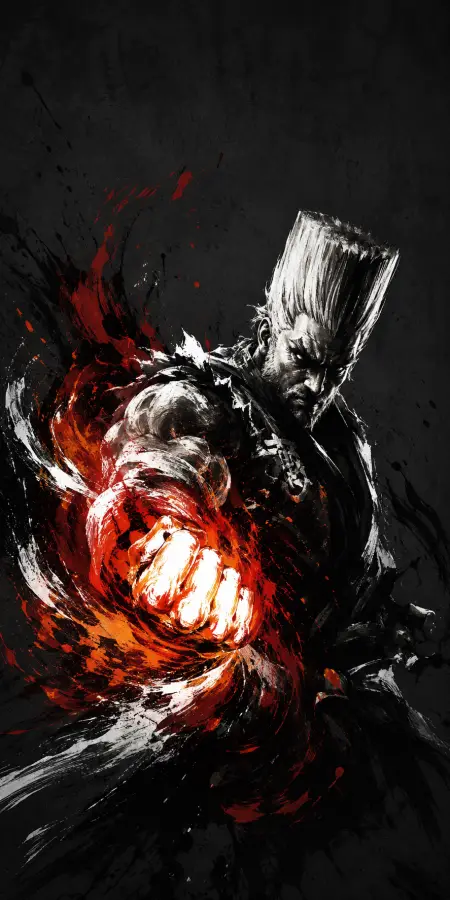 Paul Phoenix Powerful Fire Punch Ink Illustration 4K wallpaper for desktop and mobile - Pixbee
