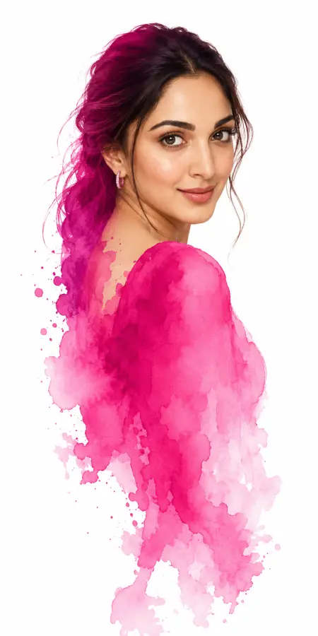 Pink Watercolor Splash Kiara Advani Portrait 4K wallpaper for desktop and mobile - Pixbee