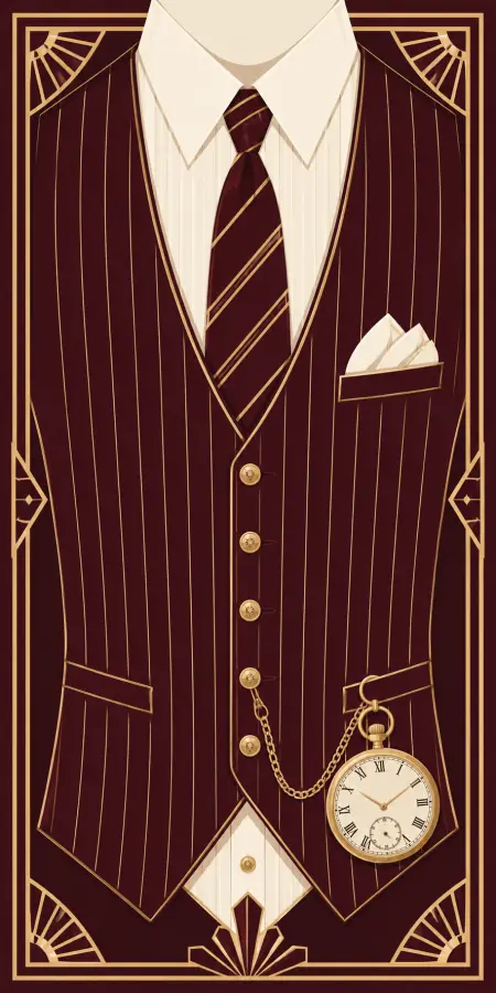 Pinstripe Vest With Gold Vintage Pocket Watch 4K wallpaper for desktop and mobile - Pixbee