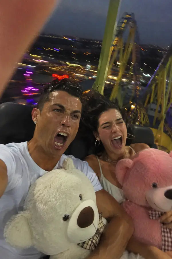 “Cristiano Ronaldo and Dua Lipa screaming for survival while the teddy bears stay emotionally unbothered.” 4K wallpaper for desktop and mobile - Pixbee