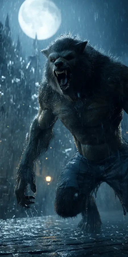Raging Werewolf Under Moonlight 4K wallpaper for desktop and mobile - Pixbee
