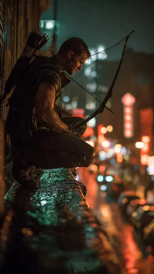 Rain-Soaked Vigilante 4K wallpaper for desktop and mobile - Pixbee