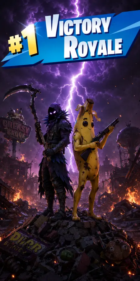 Raven and Peely Fortnite Victory Royale 4K wallpaper for desktop and mobile - Pixbee