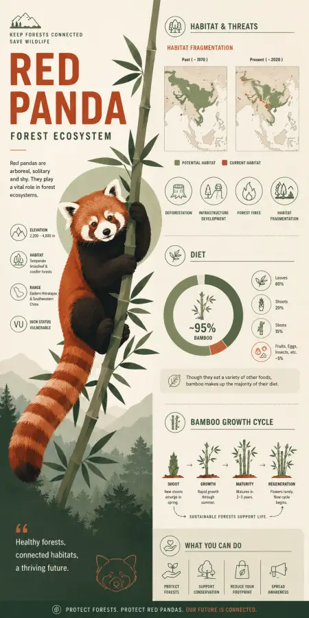Red Panda Forest Ecosystem: Protecting Bamboo Forests & Wildlife Balance 4K wallpaper for desktop and mobile - Pixbee