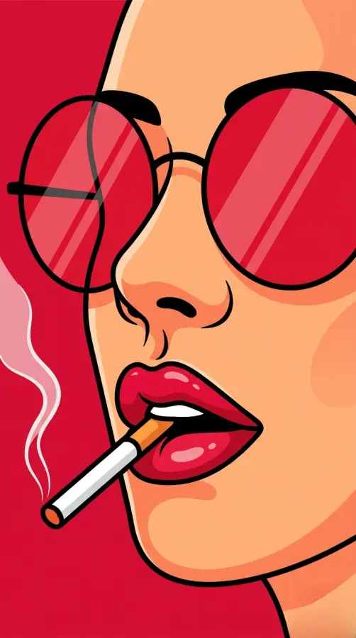 Red Pop Art Smoking Aesthetic 4K wallpaper for desktop and mobile - Pixbee