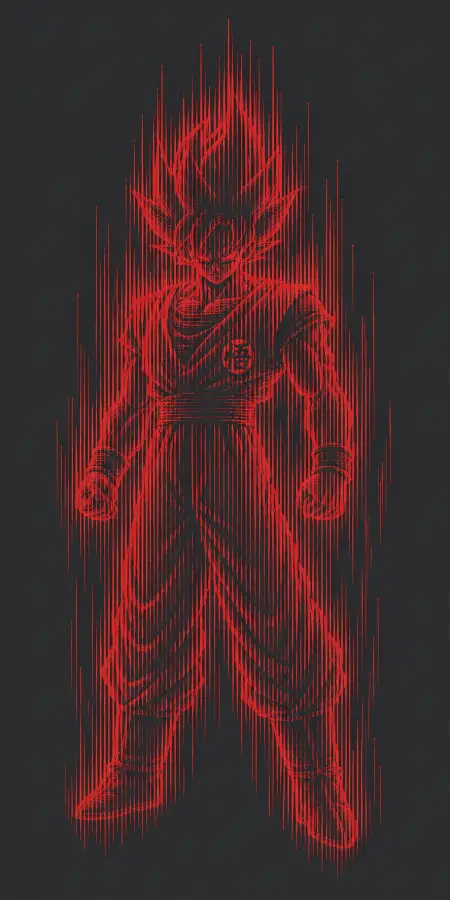 Red Sketch Neon Line Art Goku Portrait 4K wallpaper for desktop and mobile - Pixbee