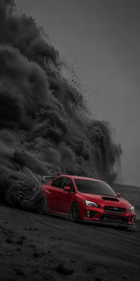Red Subaru Wrx Sti Dust Storm — cars phone wallpaper