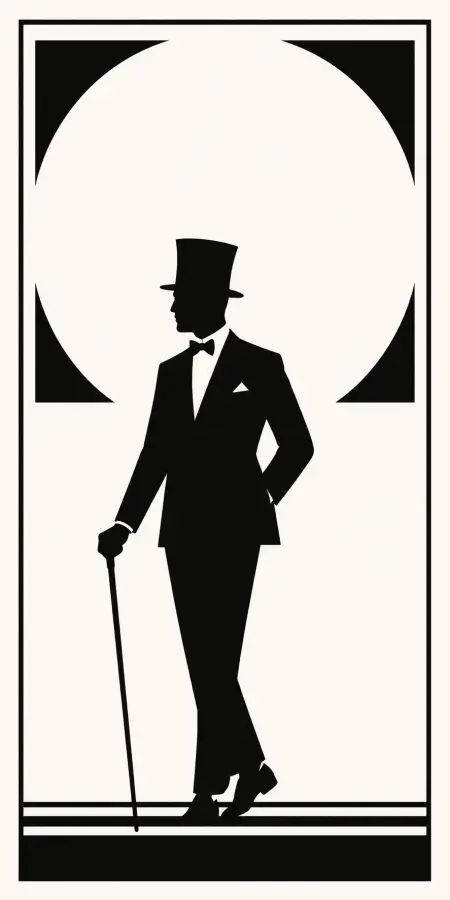 Retro Silhouette Gentleman Holding Vintage Walking Cane 4K wallpaper for desktop and mobile - Pixbee