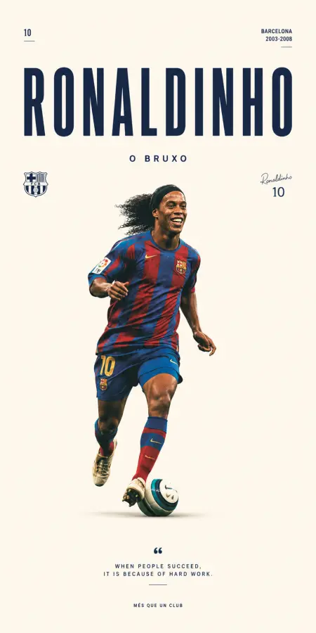 “Ronaldinho — O Bruxo of Barcelona” 4K wallpaper for desktop and mobile - Pixbee