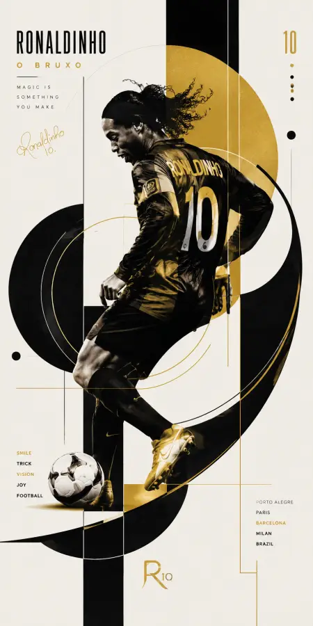 “Ronaldinho — The Art of Joga Bonito” 4K wallpaper for desktop and mobile - Pixbee