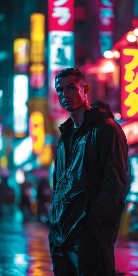 Ronaldo - Neon City Night King 4K wallpaper for desktop and mobile - Pixbee