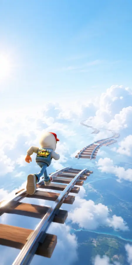 Running On Endless Railway Tracks In Sky 4K wallpaper for desktop and mobile - Pixbee