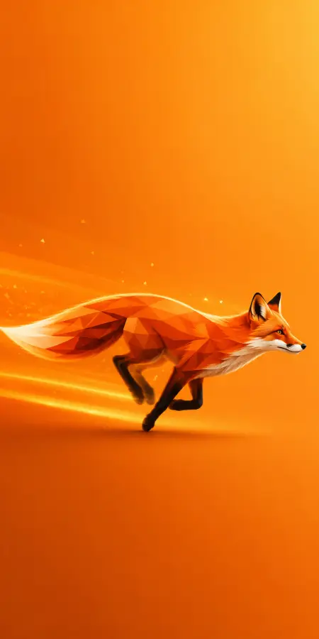 Running Polygon Fox On Orange — animals phone wallpaper
