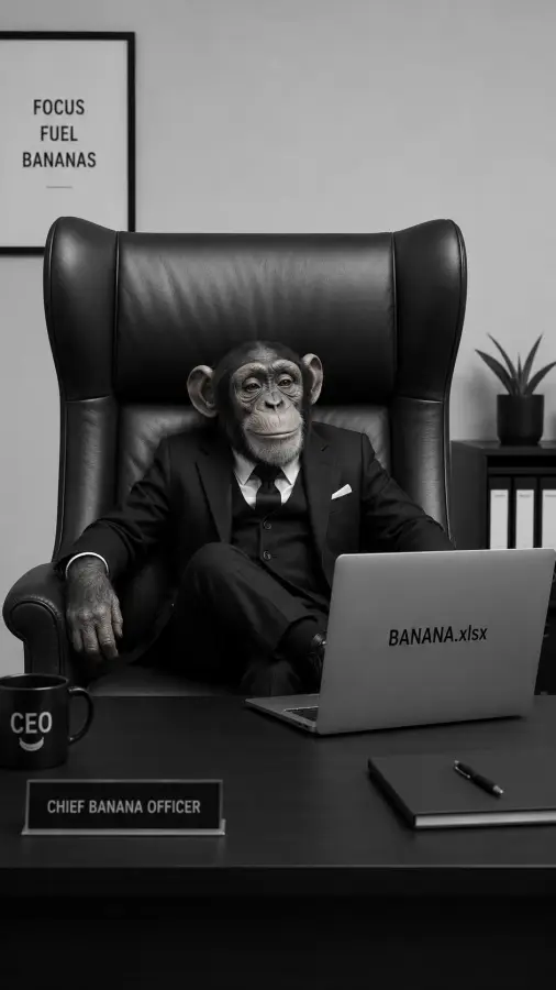 “Running the global banana market from an Excel sheet.” 🍌📈🐒 4K wallpaper for desktop and mobile - Pixbee