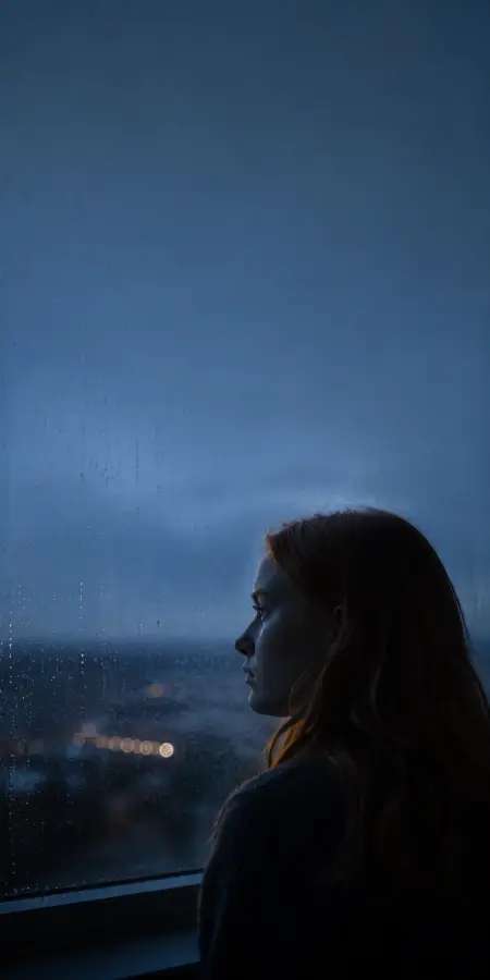 Sadie Sink Looking Out Rainy Window 4K wallpaper for desktop and mobile - Pixbee