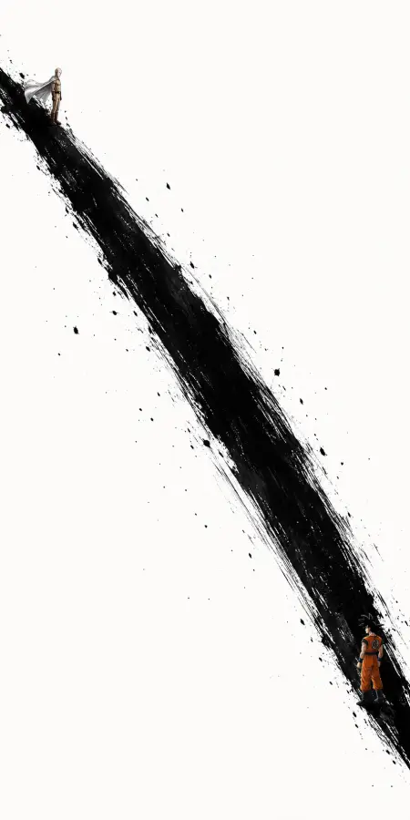 Saitama And Goku Minimalist Ink Brush Standoff — ue5 phone wallpaper
