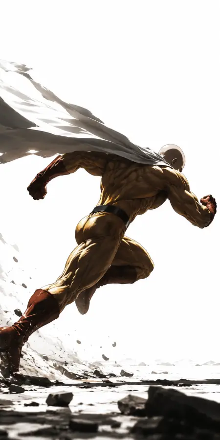 Saitama High Speed Forward Ground Sprint Motion 4K wallpaper for desktop and mobile - Pixbee