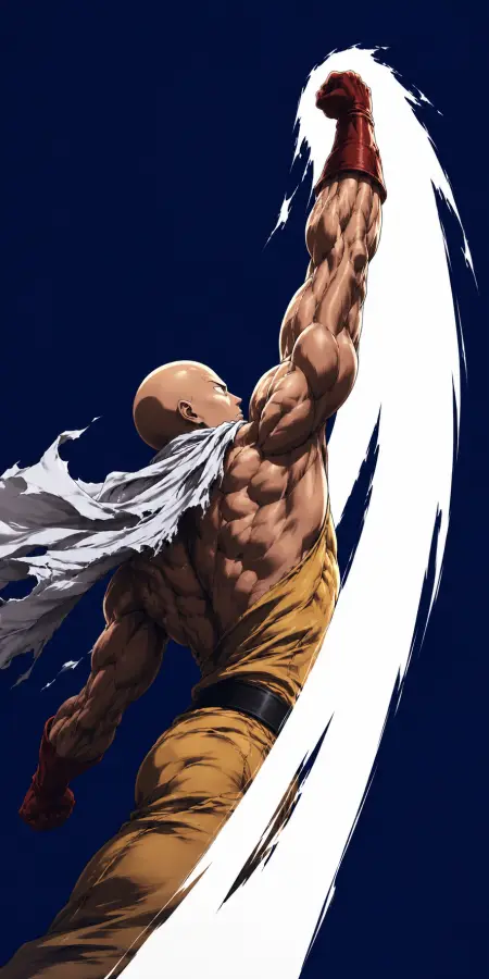 Saitama Powerful Skyward Uppercut Punch Energy Trail 4K wallpaper for desktop and mobile - Pixbee