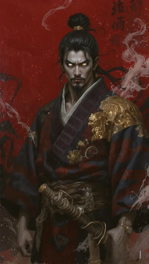 Samurai Dark Portrait Aesthetic 4K wallpaper for desktop and mobile - Pixbee